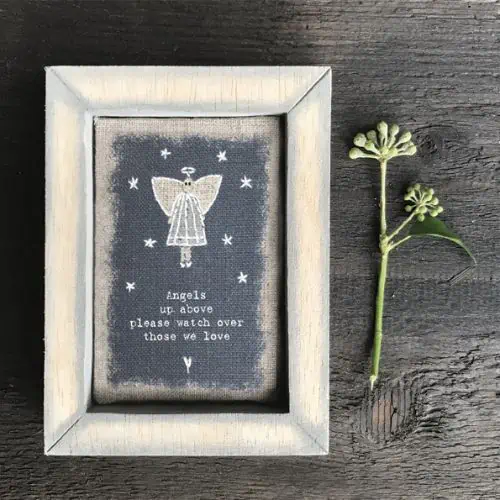 East Of India, Embroidered Box Frame - Angels Up Above