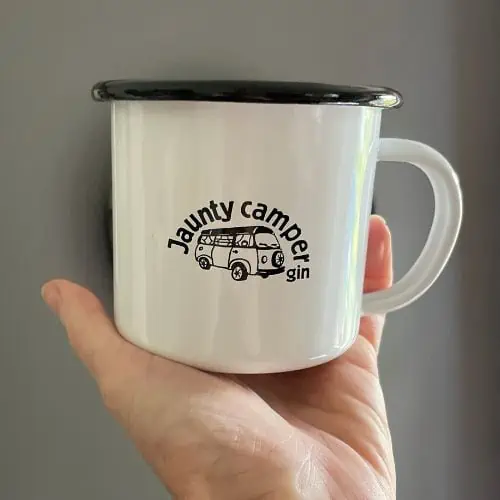 Jaunty Camper Gin Enamel Mug