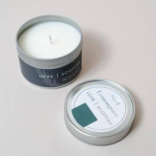 Love Scottish Tin Candle, Lemongrass