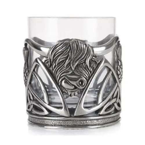 AE Williams - Pewter Highland Cow Whisky Tumbler