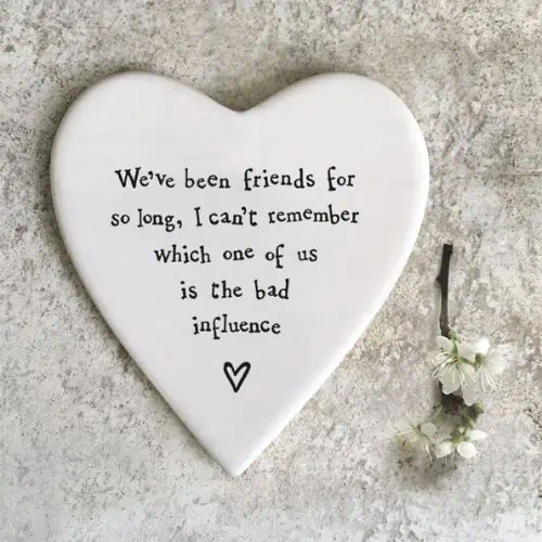 East of India Porcelain Heart Coaster - Bad Influence
