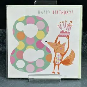 Pink Pig Cards, Happy 8th Birthday - Fox