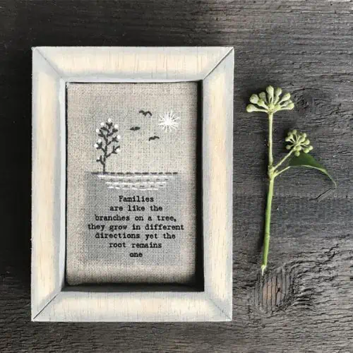 East Of India, Embroidered Box Frame - Families Are Branches