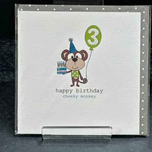 Mill Lane Cards, Happy 3rd Birthday - Cheeky Monkey