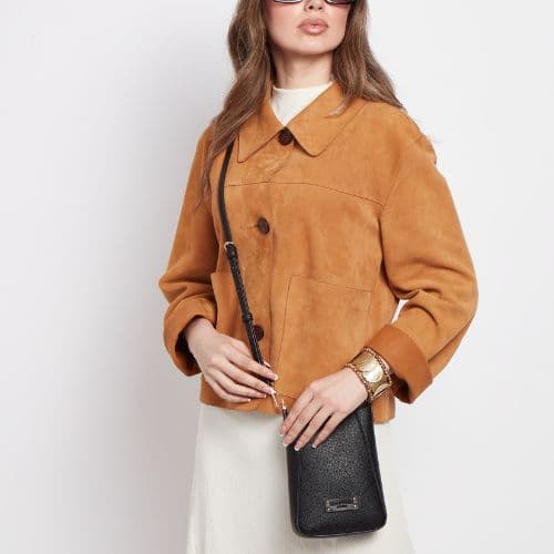 Alice Wheeler Kensington Black Crossbody Phone Bag - Image 4