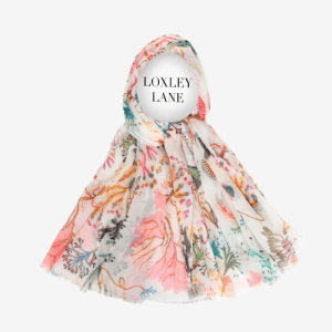 Cream Seashore Print Lightweight Scarf