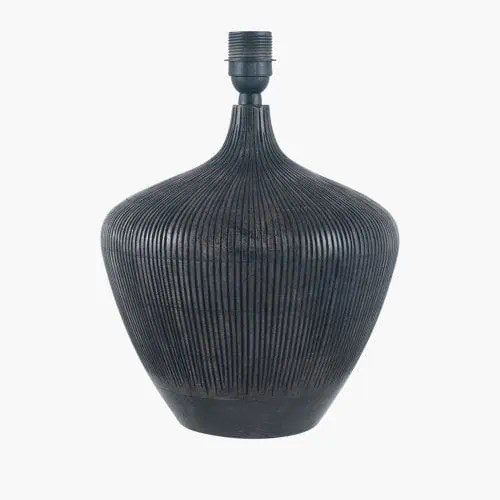 Mania Black Textured Wood Lamp Basei
