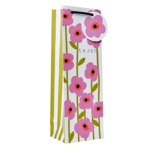 Belly Button Bubble, Mauve Flower Bottle Gift Bag