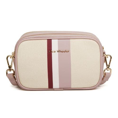Alice Wheeler Pink Stripe Madrid Camera Crossbody Bag