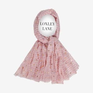 Pink Lightweight Metallic Hearts Scarf