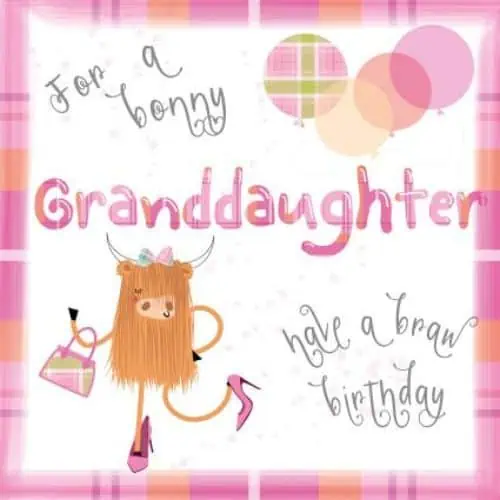 Pink Pig, Birthday Bonny Grandaughter Greetings Card - Jaro Design Studio - 1 Pink Pig, Birthday Bonny Grandaughter Greetings Card