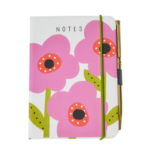 Belly Button Bubble, Mabel Mauve Flower Pocket A6 Notebook with Pen