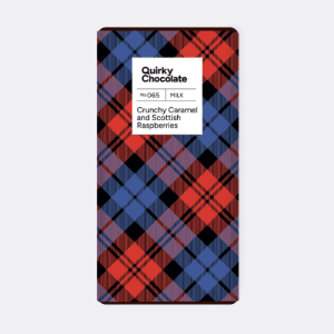 Quirky Chocolate - Crunchy Caramel and Scottish Raspberries Chocolate, 100g