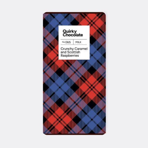 Quirky Chocolate - Crunchy Caramel and Scottish Raspberries Chocolate, 100g