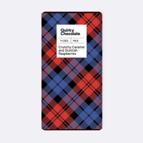 Quirky Chocolate – Tartan Crunchy Caramel and Raspberry, 100g - Jaro Design Studio - 1 Quirky Chocolate – Tartan Crunchy Caramel and Raspberry, 100g