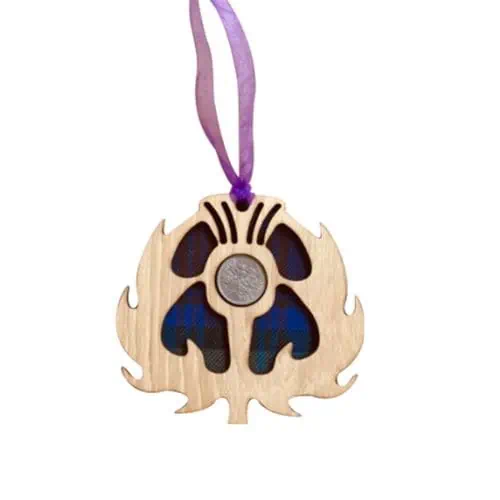 Quirky Tartan Lucky Sixpence - Thistle