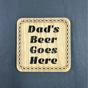 Quirky Tartan Wooden Coasters - DAD'S BEER 