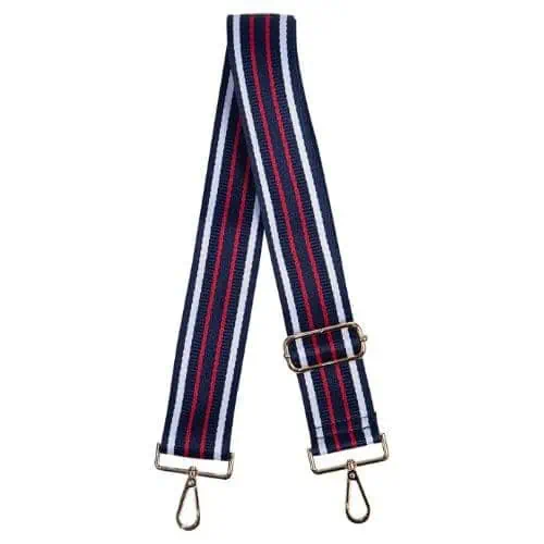 Sarta, Navy Blue Double Stripe with Line Border Bag Strap