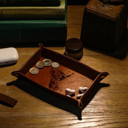 Selbrae House – Highland Cow Leather Trinket Tray - Image 4
