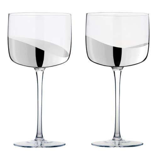 Set of 2 Wave Gin Glasses Silver - Jaro Design Studio - 2 Set of 2 Wave Gin Glasses Silver - Image 2