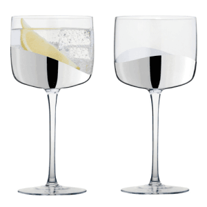 Set of 2 Wave Gin Glasses Silver