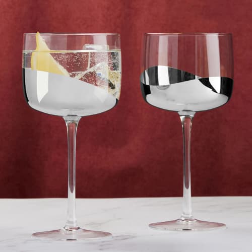 Set of 2 Wave Gin Glasses Silver - Jaro Design Studio - 6 Set of 2 Wave Gin Glasses Silver - Image 6