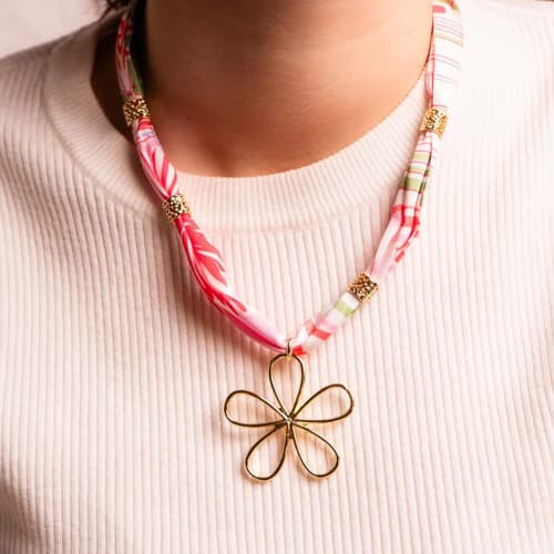 Twilly Necklace Open Flower Pendant, 14K Gold Plated - Image 3