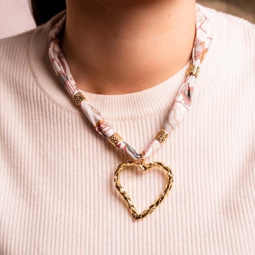 Twilly Necklace Open Heart Pendant, 14K Gold Plated - Jaro Design Studio - 2 Twilly Necklace Open Heart Pendant, 14K Gold Plated - Image 2