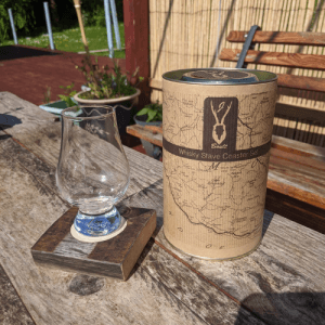 J Boult Upcycled Whisky Stave Coaster & Glencairn Glass