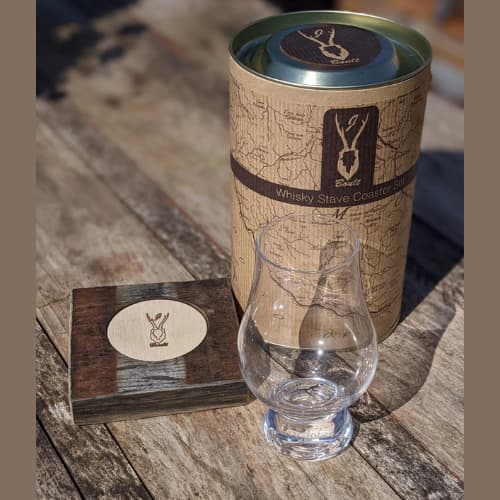 J Boult Upcycled Whisky Stave Coaster & Glencairn Glass - Image 6