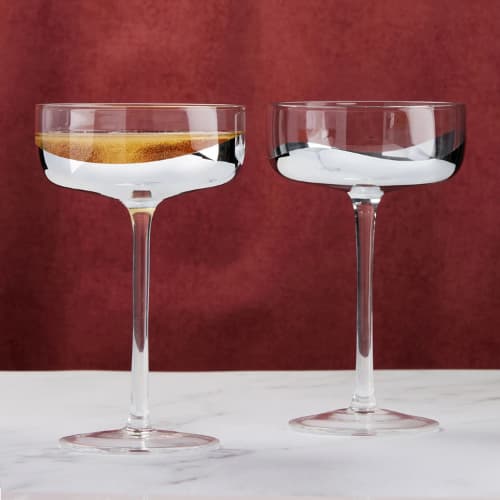 Set of 2 Wave Champagne Saucers Silver - Image 2