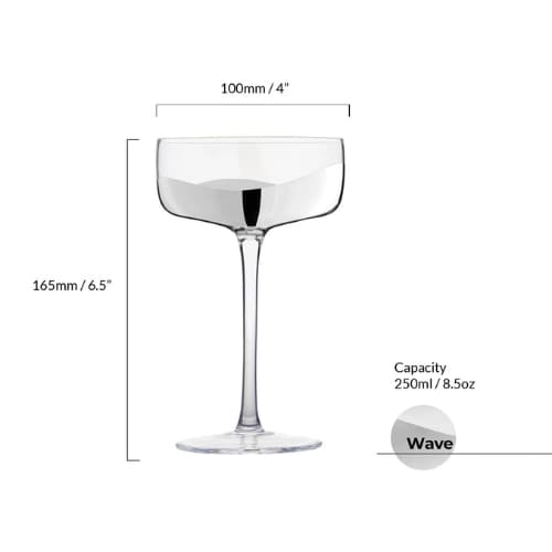 Set of 2 Wave Champagne Saucers Silver - Image 6