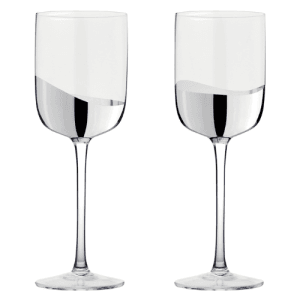 Set of 2 Wave Wine Glasses Silver