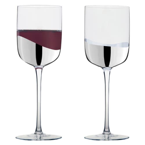 Set of 2 Wave Wine Glasses Silver - Image 5