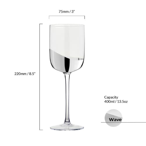 Set of 2 Wave Wine Glasses Silver - Image 6
