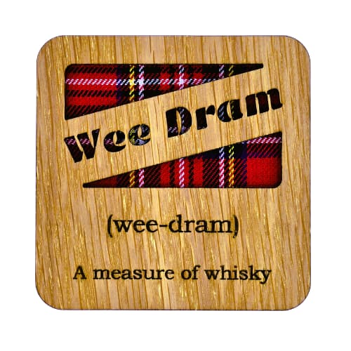 Quirky Tartan Wooden Square Coasters – WEE DRAM - Jaro Design Studio - 1 Quirky Tartan Wooden Square Coasters – WEE DRAM