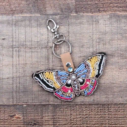 Zelly, Hand Beaded Butterfly Keyring