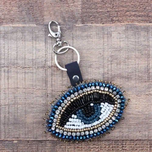 Zelly, Hand Beaded Eye Keyring - Jaro Design Studio - 1 Zelly, Hand Beaded Eye Keyring