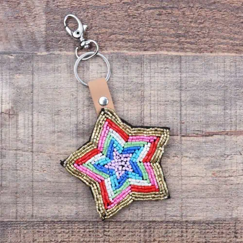 Zelly, Hand Beaded Star Keyring