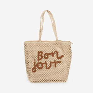 'Bon Jour' Straw Beach Bag