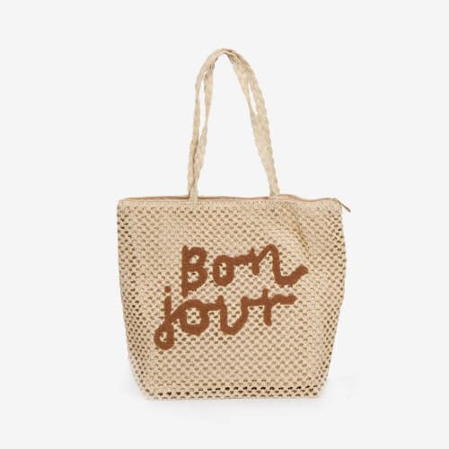 'Bon Jour' Straw Beach Bag