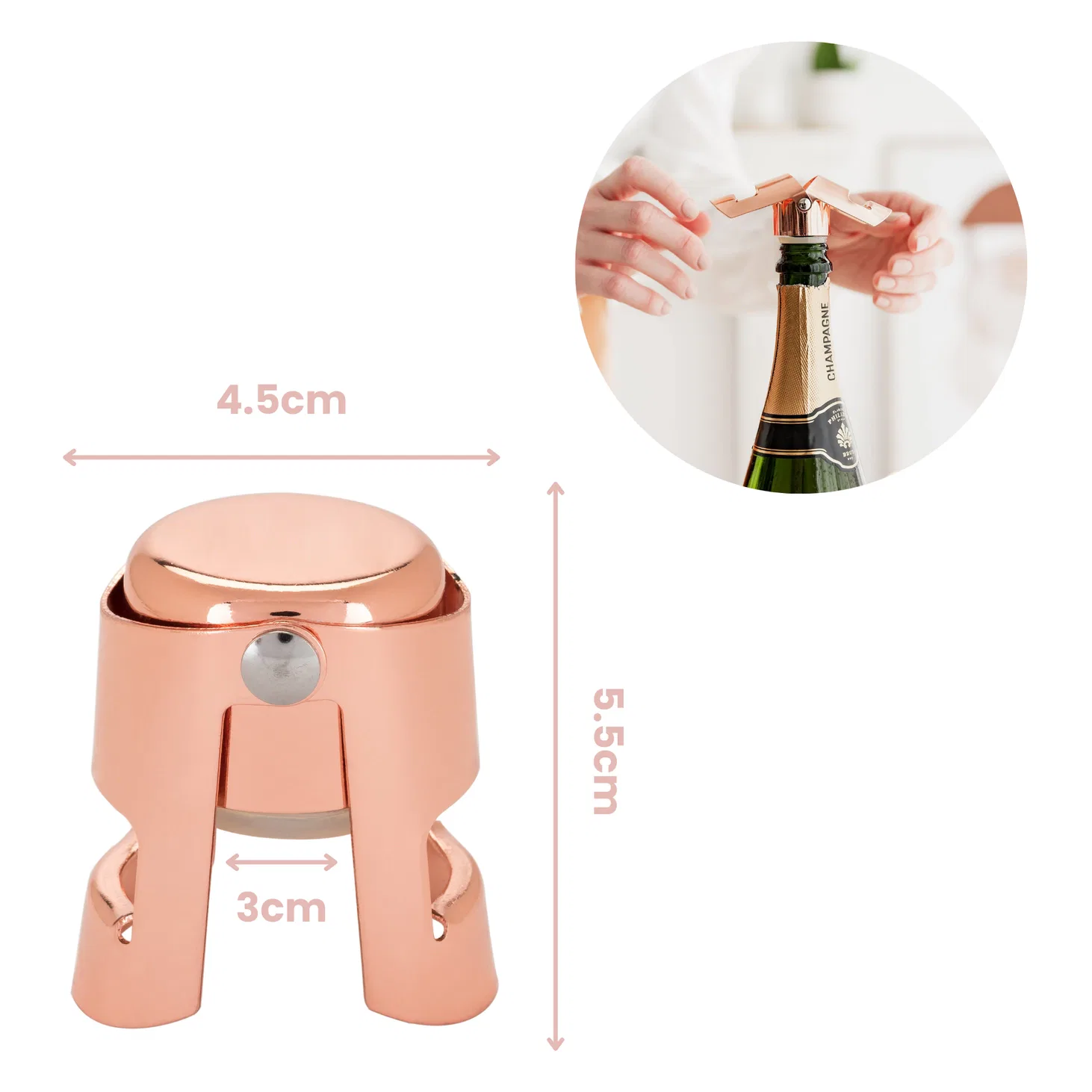 UBERSTAR Champagne Stopper - Rose Gold - Image 4