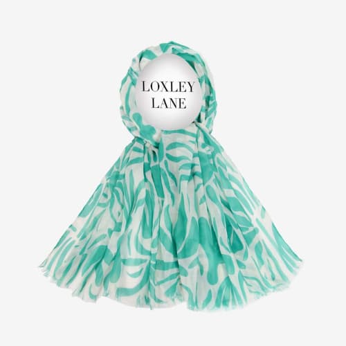 Green Floral Print Lightweight Scarf