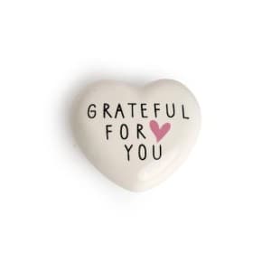 Belly Button Grateful For You Heart Porcelain Token