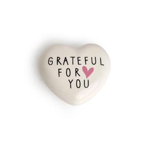 Belly Button Grateful For You Heart Porcelain Token
