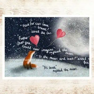 Fox Under The Moon - 'To The Moon And Back' Art Print A4
