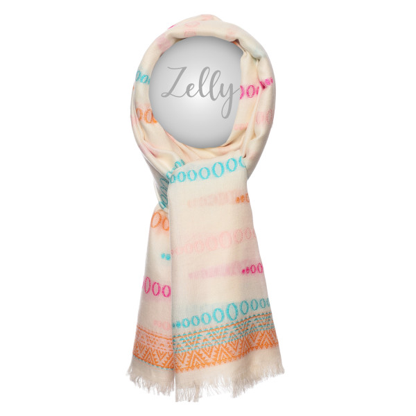 Zelly Hand Finished Scarf - Cream