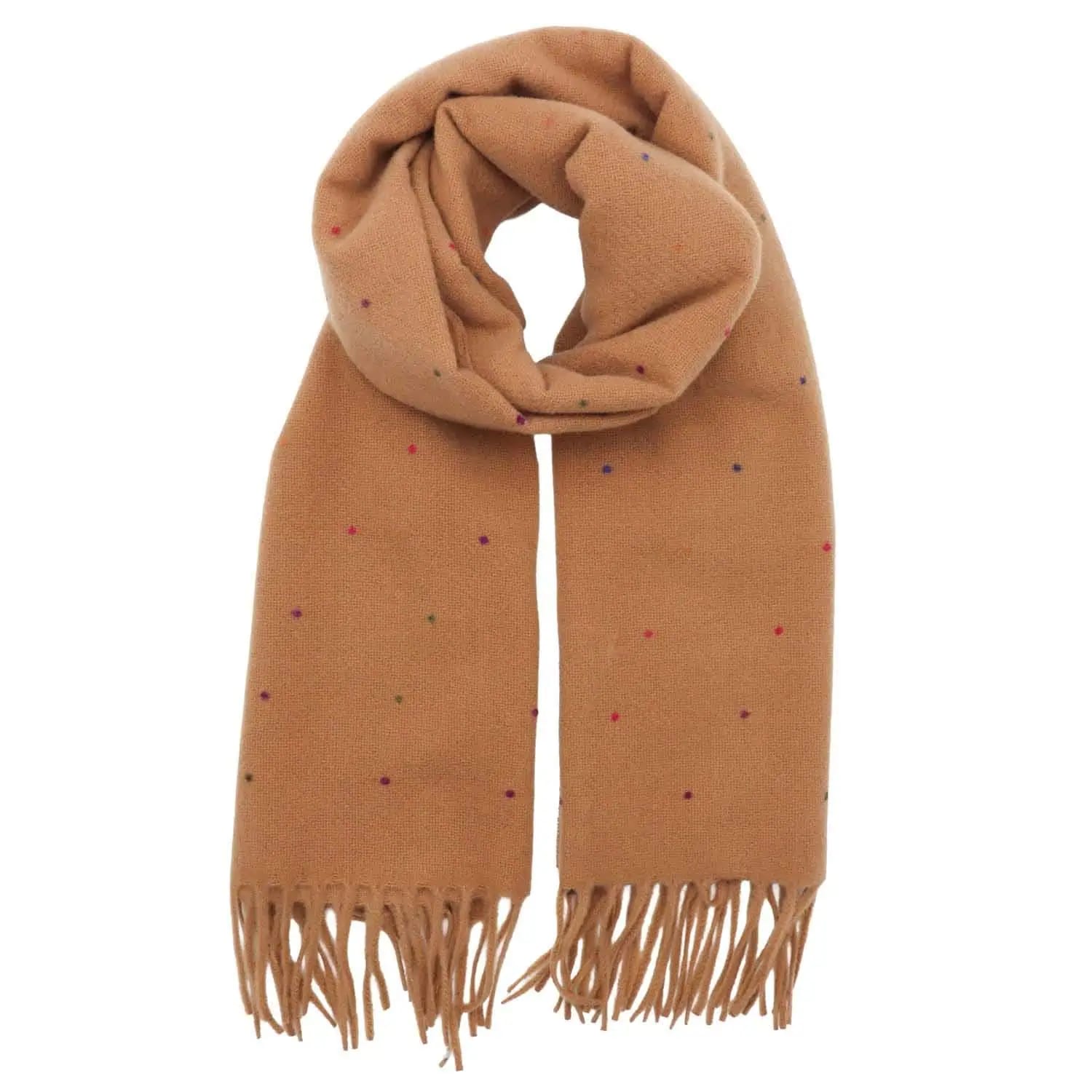Zelly Winter Scarf with Dots - Caramel