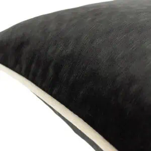 Paoletti, Torto Rectanguar Opulent Velvet Cushion - Black / Ivor - Jaro Design Studio - 2