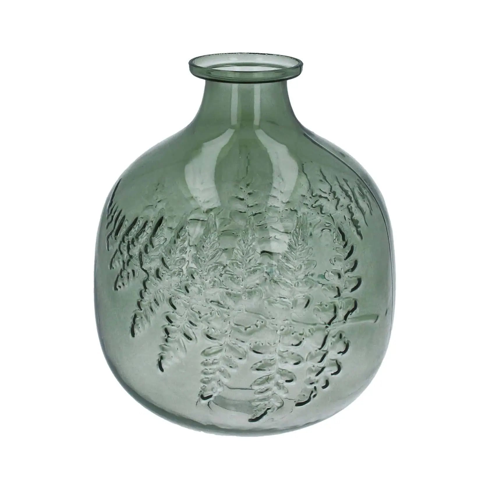 Gisela Graham Green Fern Impression Glass Vase